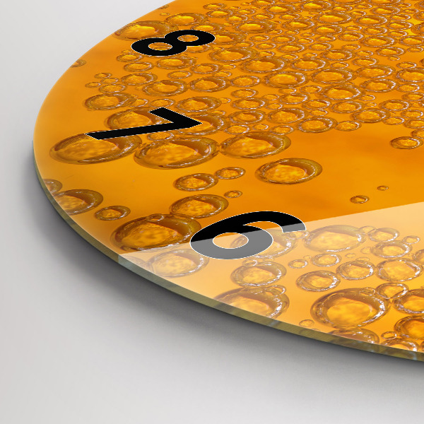 Round glass clock Beer with foam