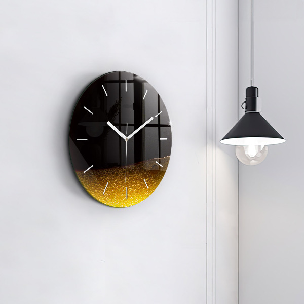 Round glass clock Orange juice