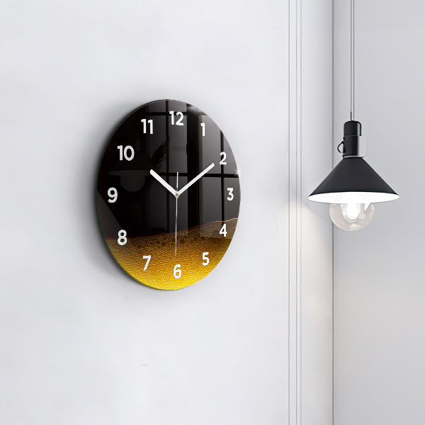 Round glass clock Orange juice
