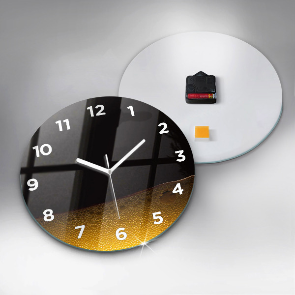 Round glass clock Orange juice