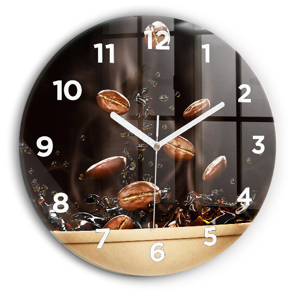 Round glass clock Hot coffee