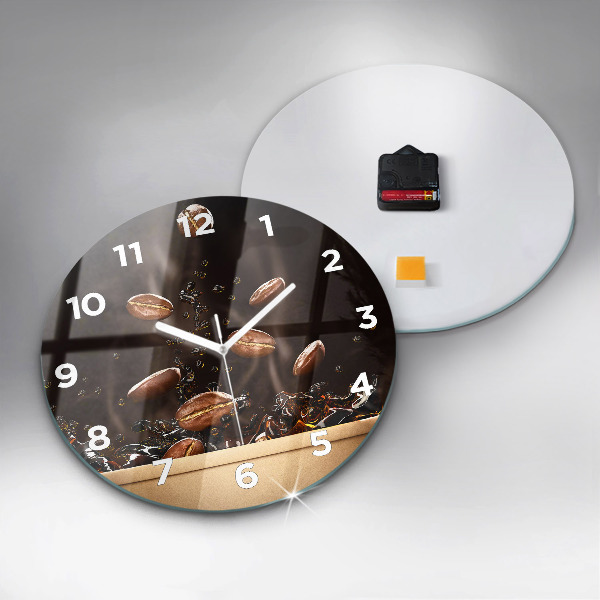 Round glass clock Hot coffee