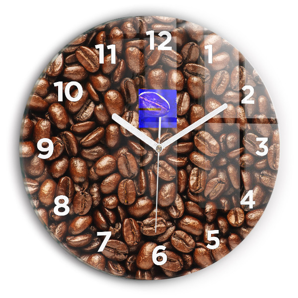 Round glass clock Coffee beans