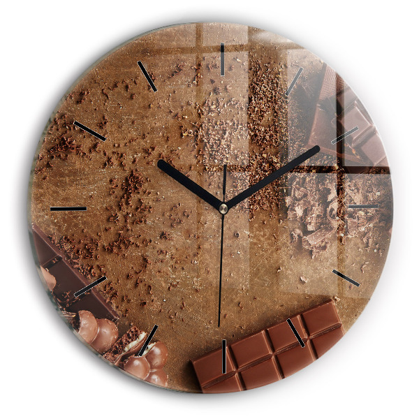 Round glass clock Chocolate bars