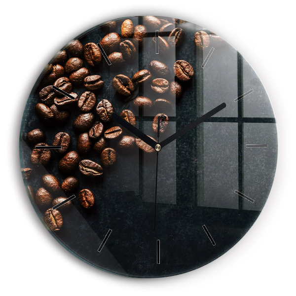 Round glass clock Coffee beans