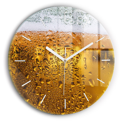 Round glass clock A mug of beer