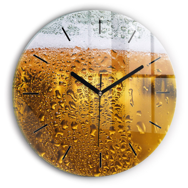 Round glass clock A mug of beer