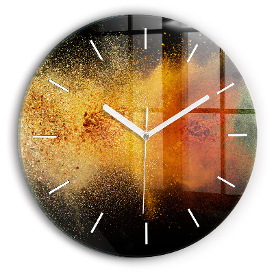 Round glass clock Spices scattered
