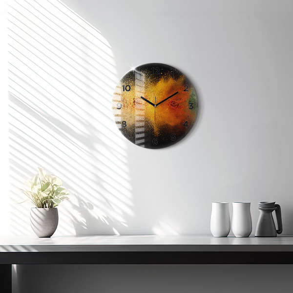 Round glass clock Spices scattered