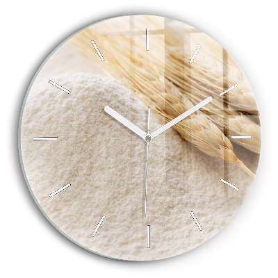 Round glass clock Flour and ears of grain