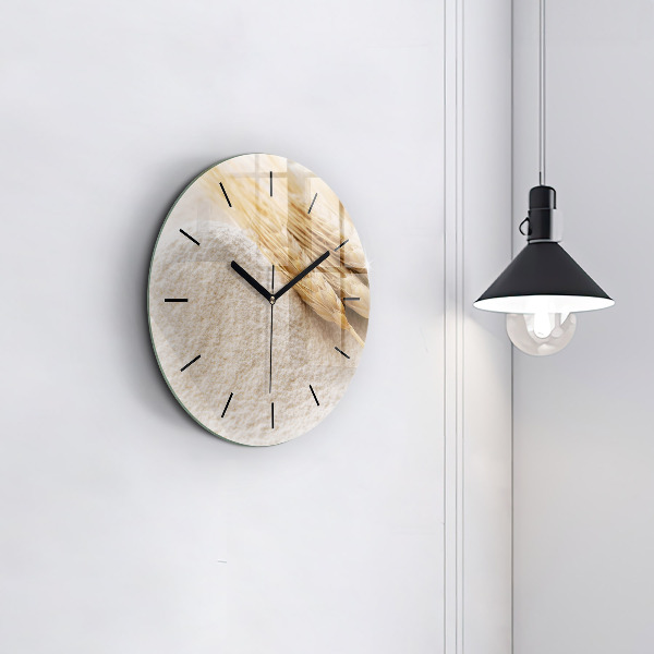 Round glass clock Flour and ears of grain