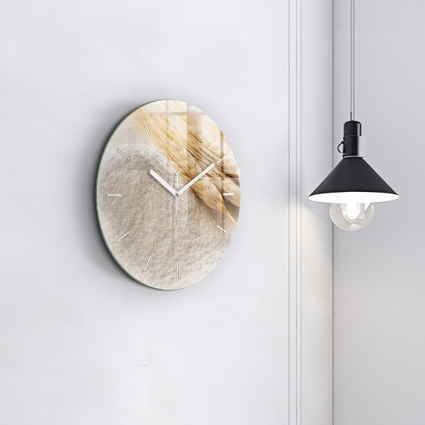 Round glass clock Flour and ears of grain
