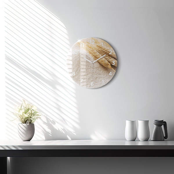 Round glass clock Flour and ears of grain