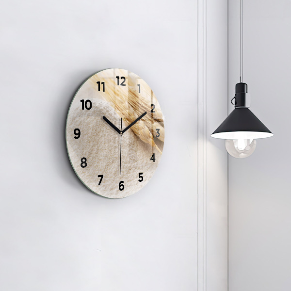 Round glass clock Flour and ears of grain