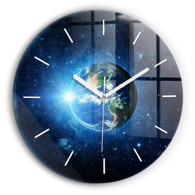 Round glass clock Earth and Galaxy – NASA