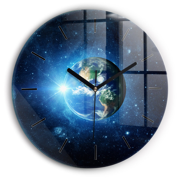 Round glass clock Earth and Galaxy – NASA