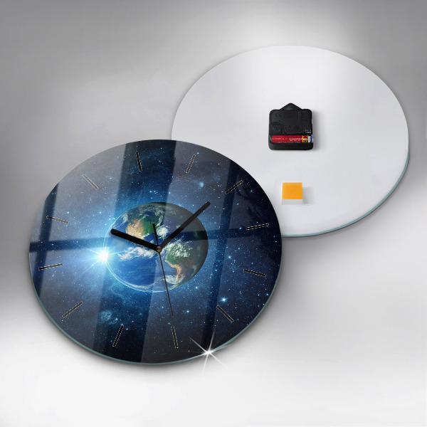 Round glass clock Earth and Galaxy – NASA