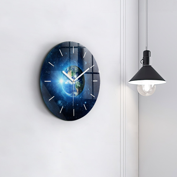 Round glass clock Earth and Galaxy – NASA