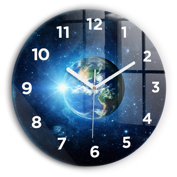 Round glass clock Earth and Galaxy – NASA