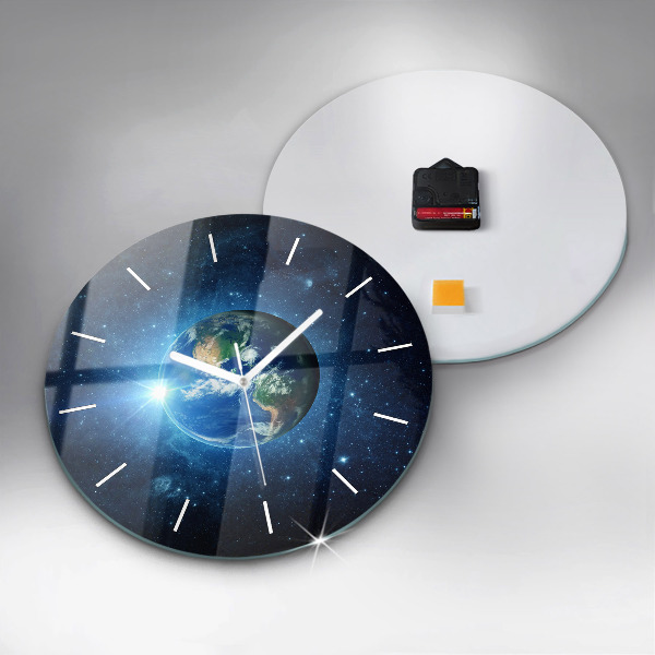 Round glass clock Earth and Galaxy – NASA