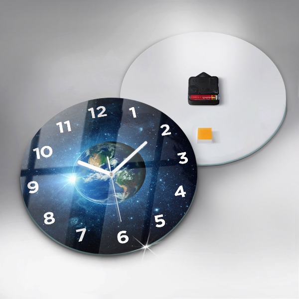 Round glass clock Earth and Galaxy – NASA
