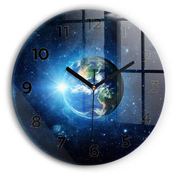 Round glass clock Earth and Galaxy – NASA