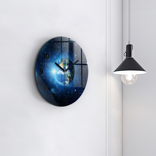 Round glass clock Earth and Galaxy – NASA