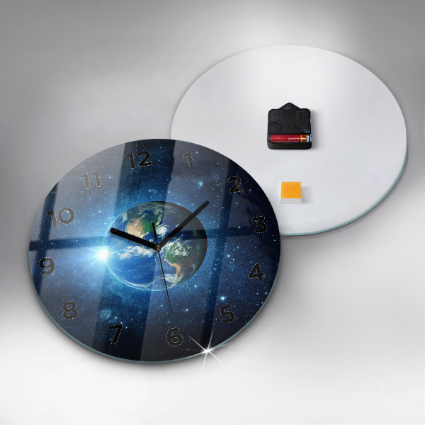 Round glass clock Earth and Galaxy – NASA