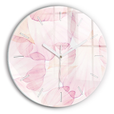 Round glass clock Watercolor petals