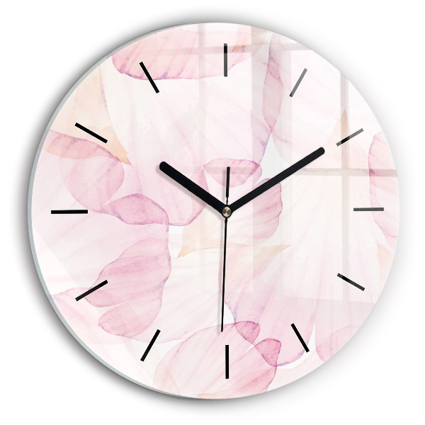 Round glass clock Watercolor petals