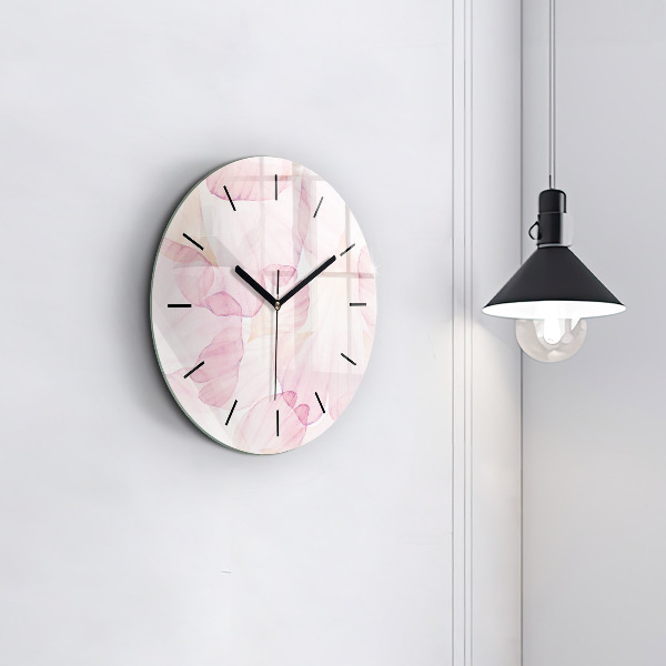 Round glass clock Watercolor petals