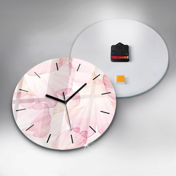 Round glass clock Watercolor petals