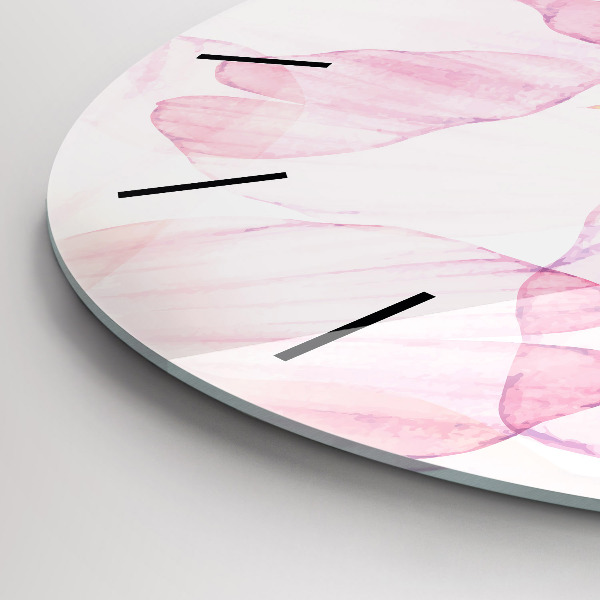 Round glass clock Watercolor petals