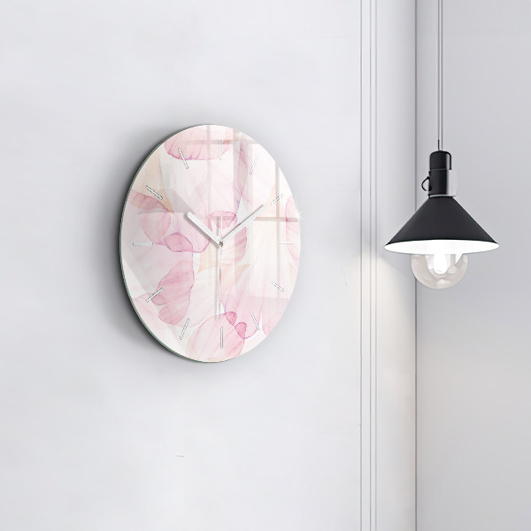 Round glass clock Watercolor petals