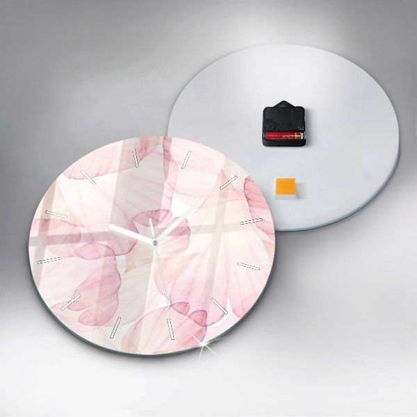 Round glass clock Watercolor petals