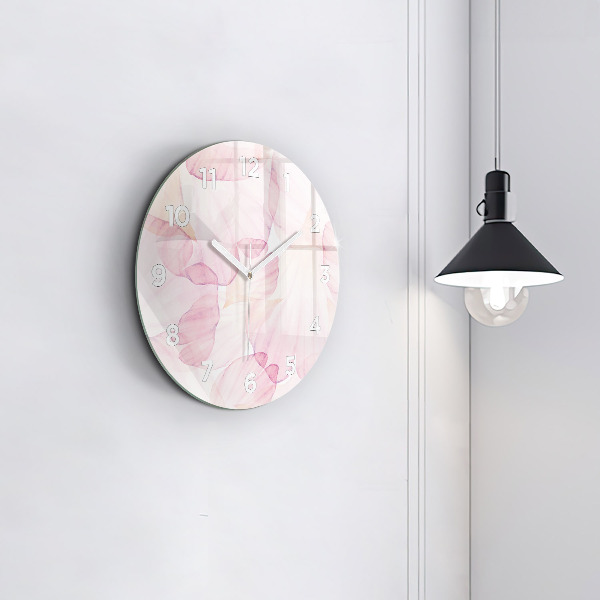 Round glass clock Watercolor petals