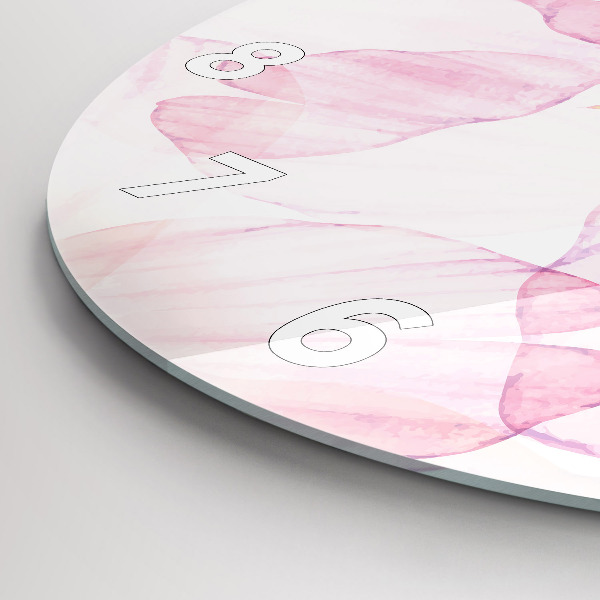 Round glass clock Watercolor petals