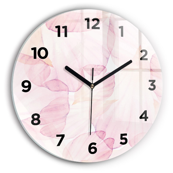 Round glass clock Watercolor petals