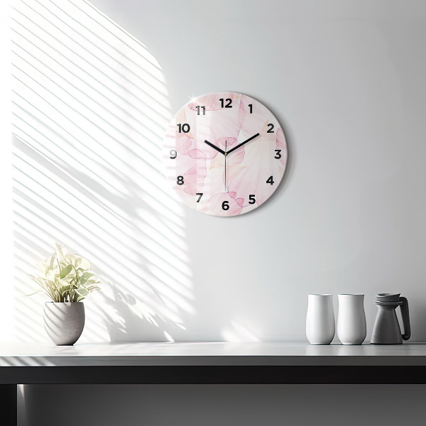 Round glass clock Watercolor petals