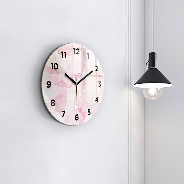 Round glass clock Watercolor petals