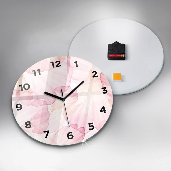 Round glass clock Watercolor petals