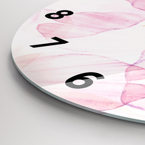Round glass clock Watercolor petals