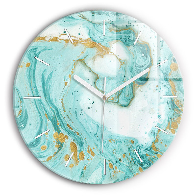 Round glass clock Marble texture