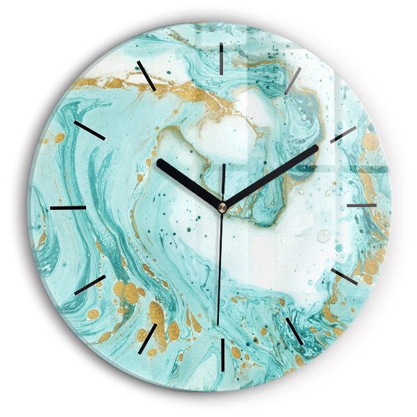 Round glass clock Marble texture