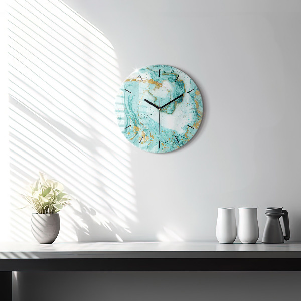 Round glass clock Marble texture