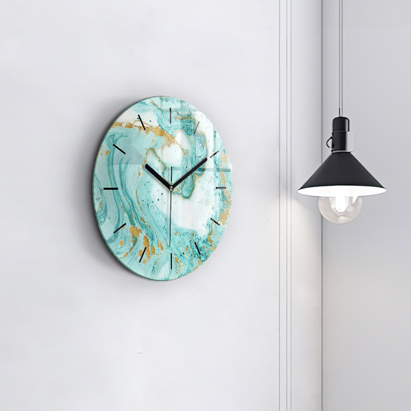 Round glass clock Marble texture