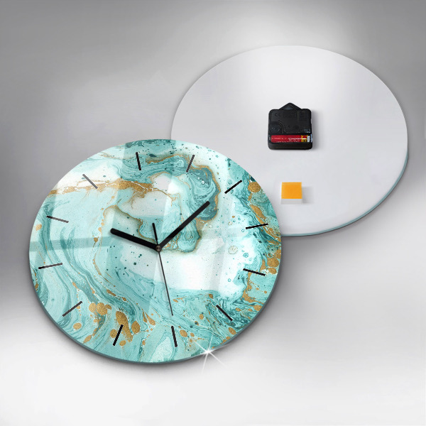 Round glass clock Marble texture