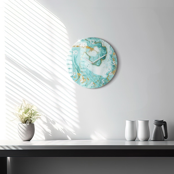 Round glass clock Marble texture