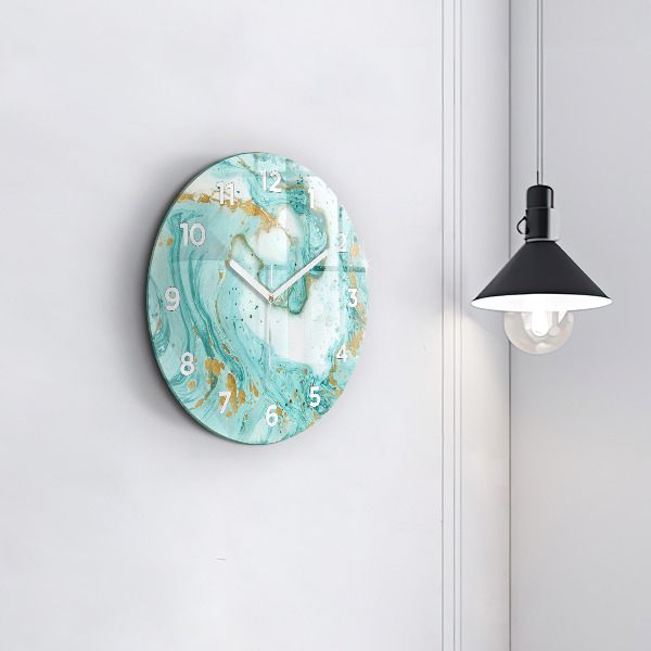 Round glass clock Marble texture