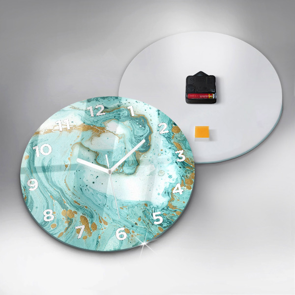 Round glass clock Marble texture